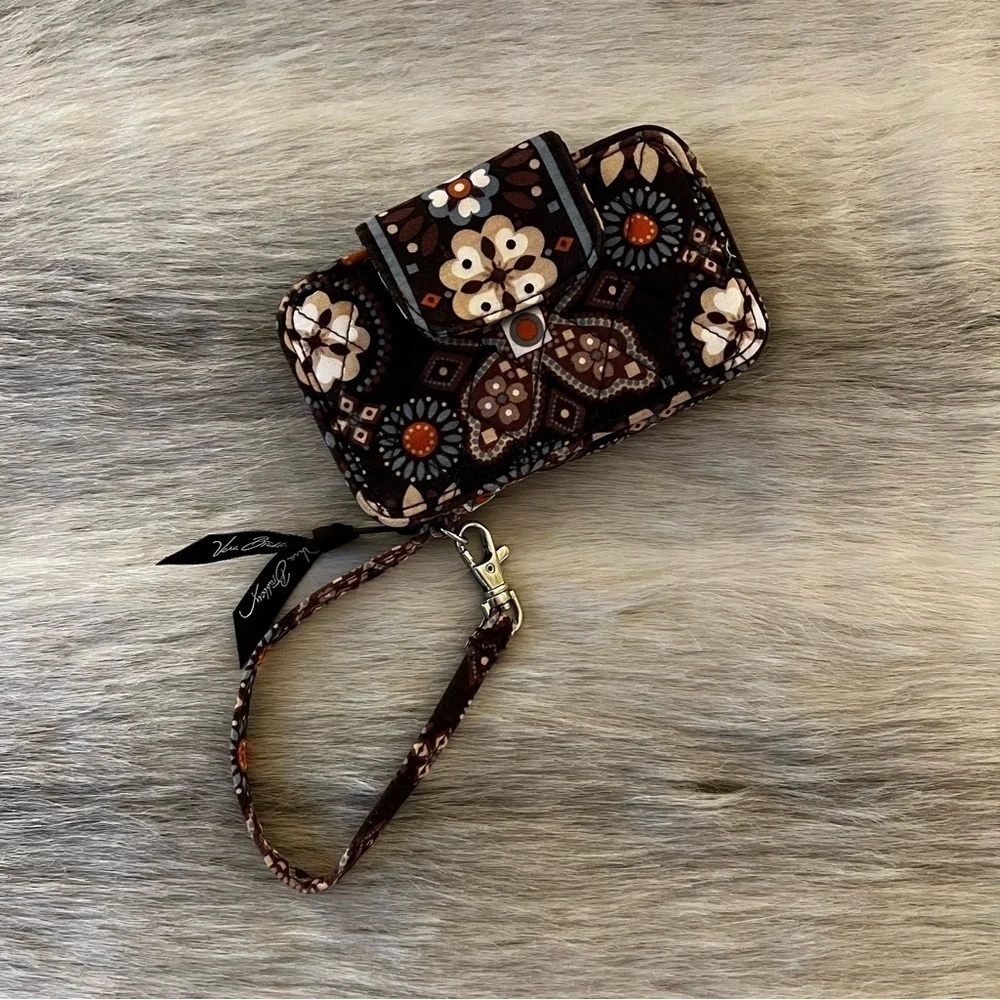 VERA BRADLEY Canyon 2012 Smartphone Wristlet Brown Orange Floral Lippies